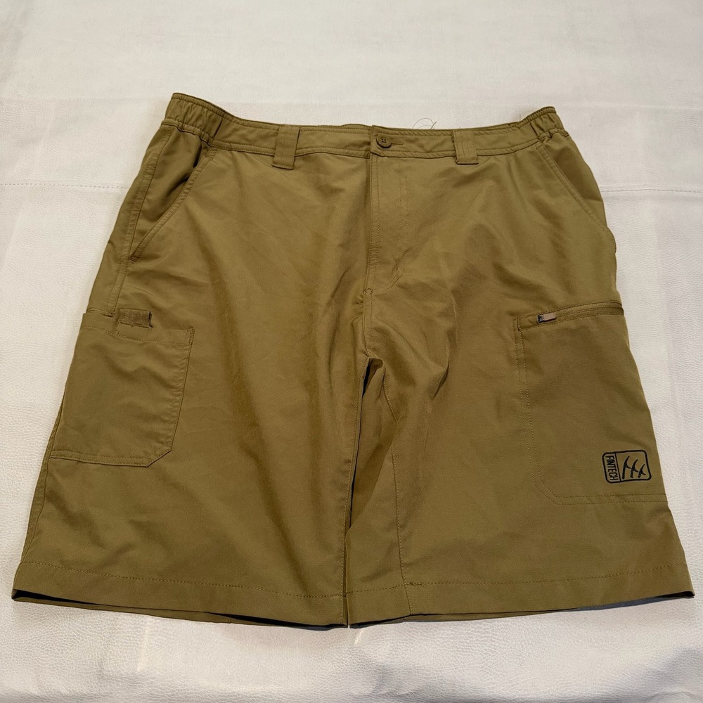 Fintech Men Brown Performance Cargo Fishing Short Stretch Hike Outdoor-XL-7177